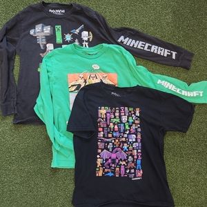 Boys Minecraft 3 T-shirt Lot Size Medium M Long Sleeve & Short Sleeve Tees